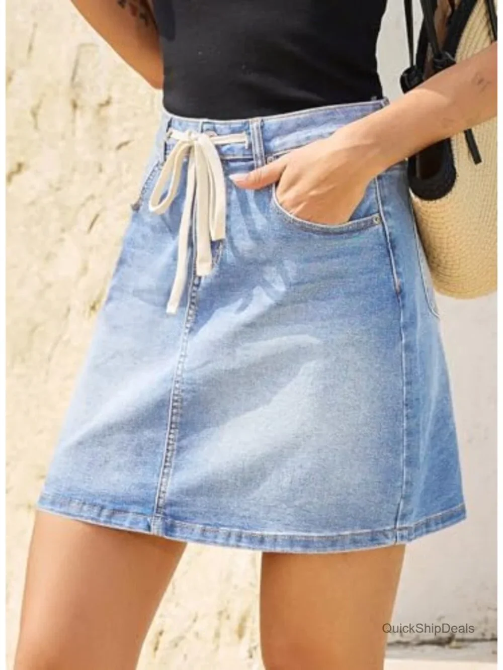 Women's High Waist Drawstring Stretchy Casual Summer Loose Fit Trendy Mini